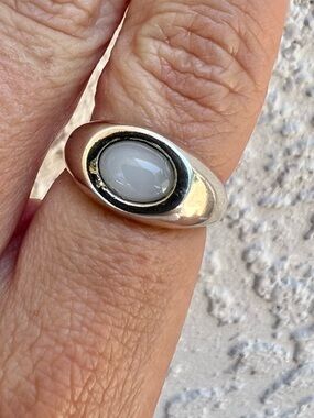 925 Sterling Silver Adjustable Ring With White Stone